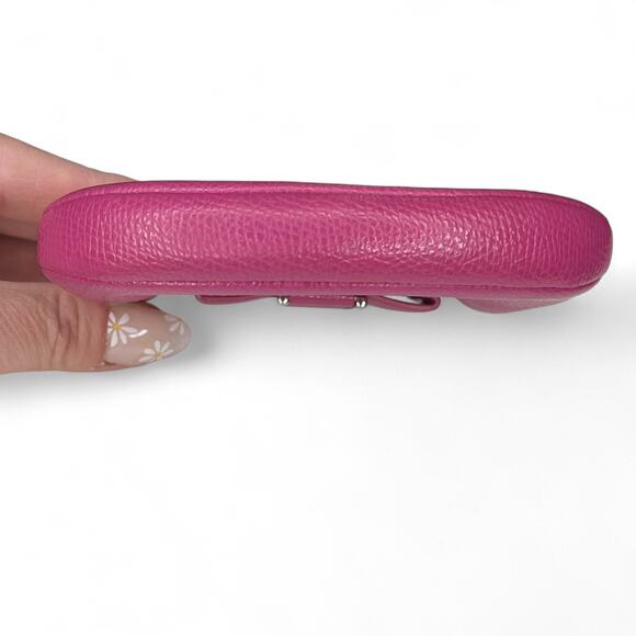 Coach Darcy Bow Kisslock Coin Purse in Pink Crossgrain Leather - Picture 5 of 7